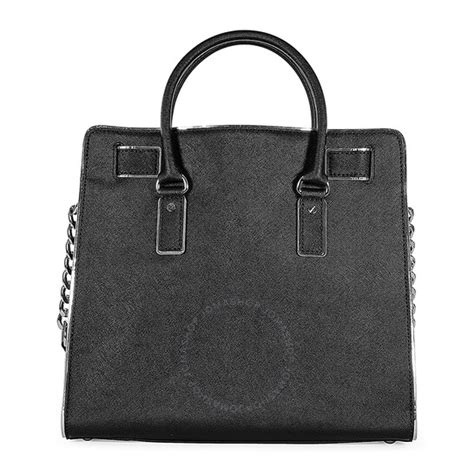 michael kors specchio hamilton black|Michael Kors Hamilton Specchio Black Leather Tote .